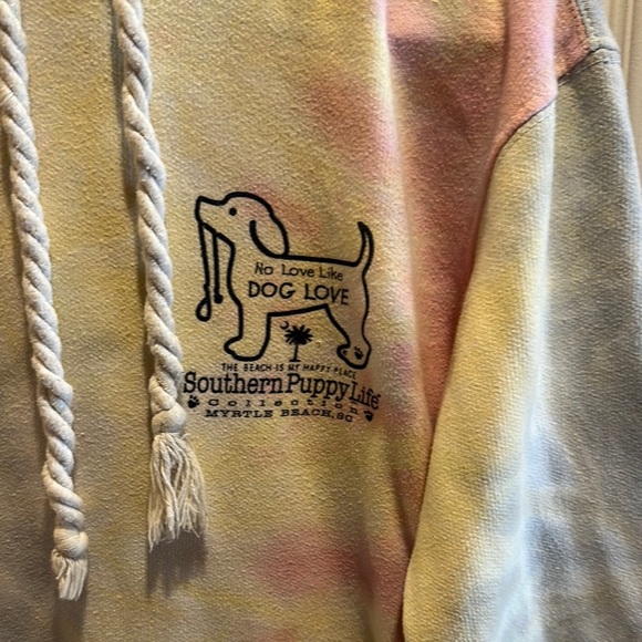 Pink and Yellow Iridescent Sweatshirt with Dog Graphic - Picture 4 of 5